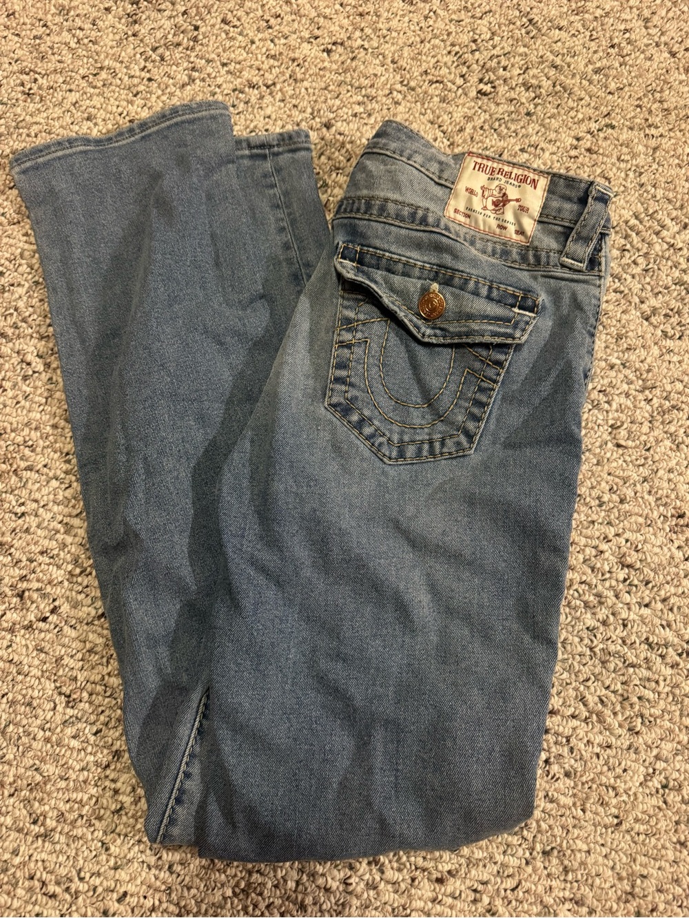 True Religion Men's Light Blue Bootcut Denim Jeans